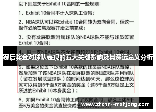 赛后奖金对球队表现的五大关键影响及其深远意义分析